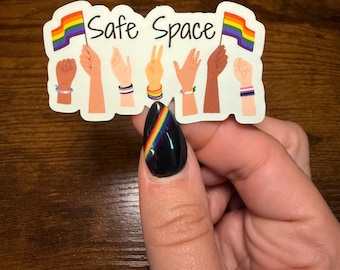Naklejka na laptopa „Bezpieczna przestrzeń”: Pride Ally LGBTQ+