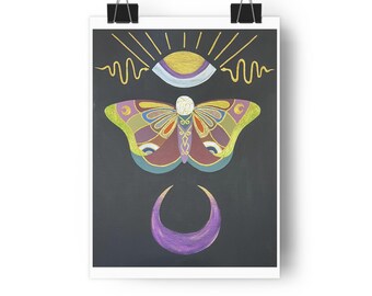 Mothra Giclée Art Print: Gothic Moon & Snake Decor