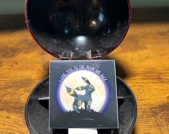 Love You to The Moon, Sticker, Pokemon Sticker, Pokemon, Umbreon, Umbreon Sticker, Valentine's Day, V-Day Sticker, Valentine's Day Gift