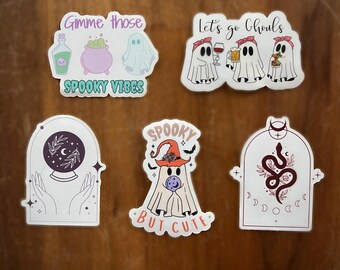 Spooky Sticker Bundle: Halloween Ghost, Witch, Crystal Ball