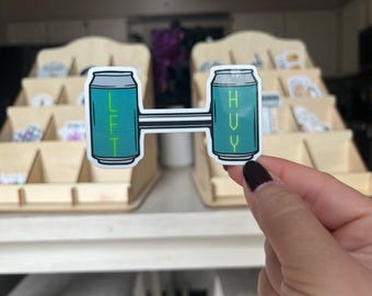 LFT HVY Beer Dumbbell Sticker - Fitness Gift