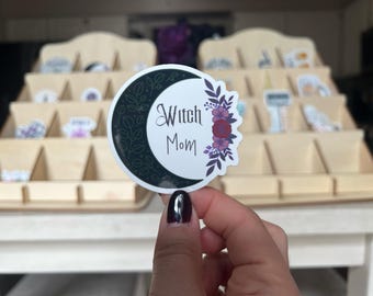 Witch Mom Sticker: Spooky Goth Laptop Decal