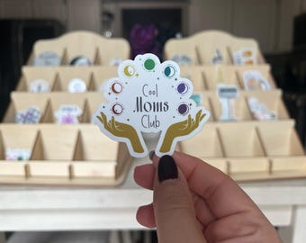 Cool Moms Club Sticker, Rainbow Moon, LGBTQ, Witchy Sticker