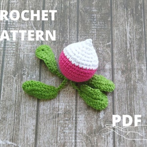 Crochet radish pattern, Amigurumi radish toy,  Crochet play food radish