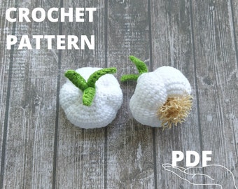 Crochet garlic pattern, Amigurumi garlic toy, Crochet vegetables pattern