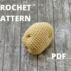 Patrón de patata a crochet, Patrón de juguete de patata Amigurumi, Juguete de comida de juguete de verduras a crochet