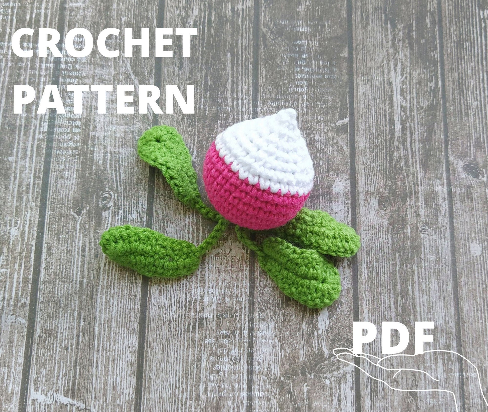 Crochet Radish Pattern, Amigurumi Radish Toy, Crochet Play Food Radish ...
