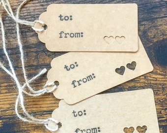Holiday gift tag, Heart tags, Valentines gift tags