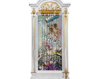 Venus on Wave Restored, Hand Embellished Vintage Frame 54&quot; X 24 1/2&quot;
