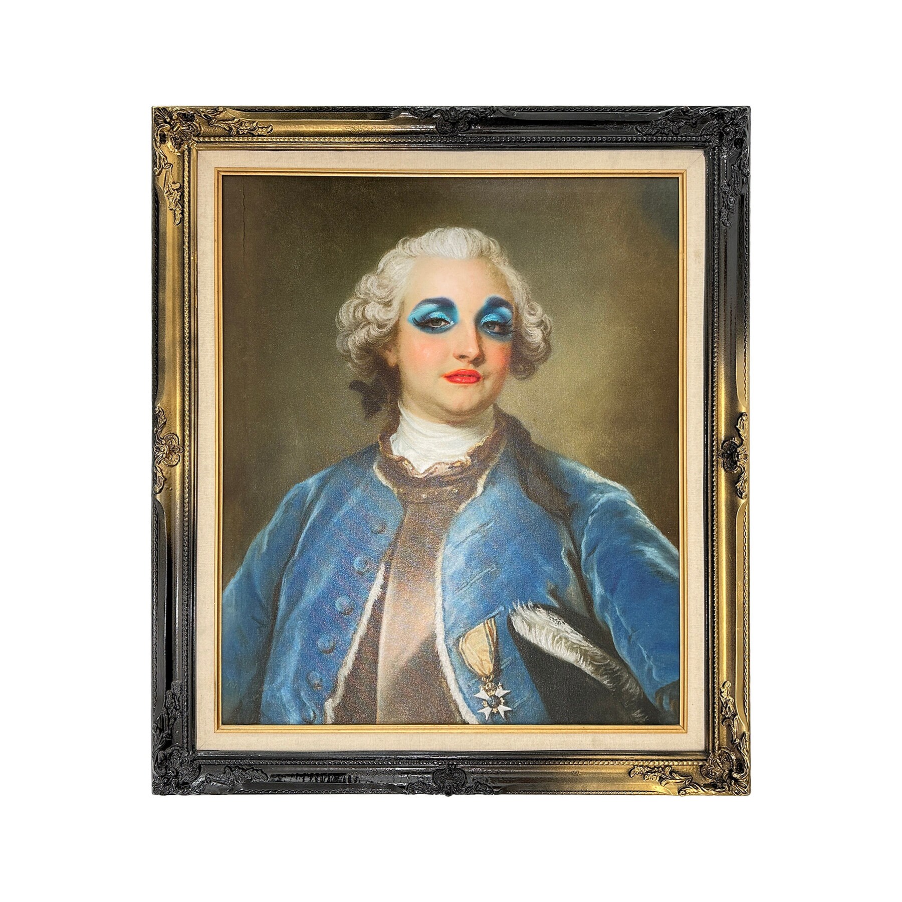 Fredrik Axel von Fersen Glam Makeup Vintage Custom Embellished Gold and Black Frame 30" X 25"