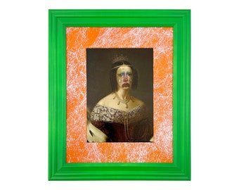 Josefina &quot;Clown Core&quot; Glam Makeup Custom Green Neon Contemporary Frame  12&quot; X 10&quot;