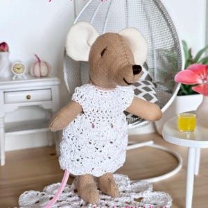 Crocheted dress little sister Maileg Mouse 10cm
