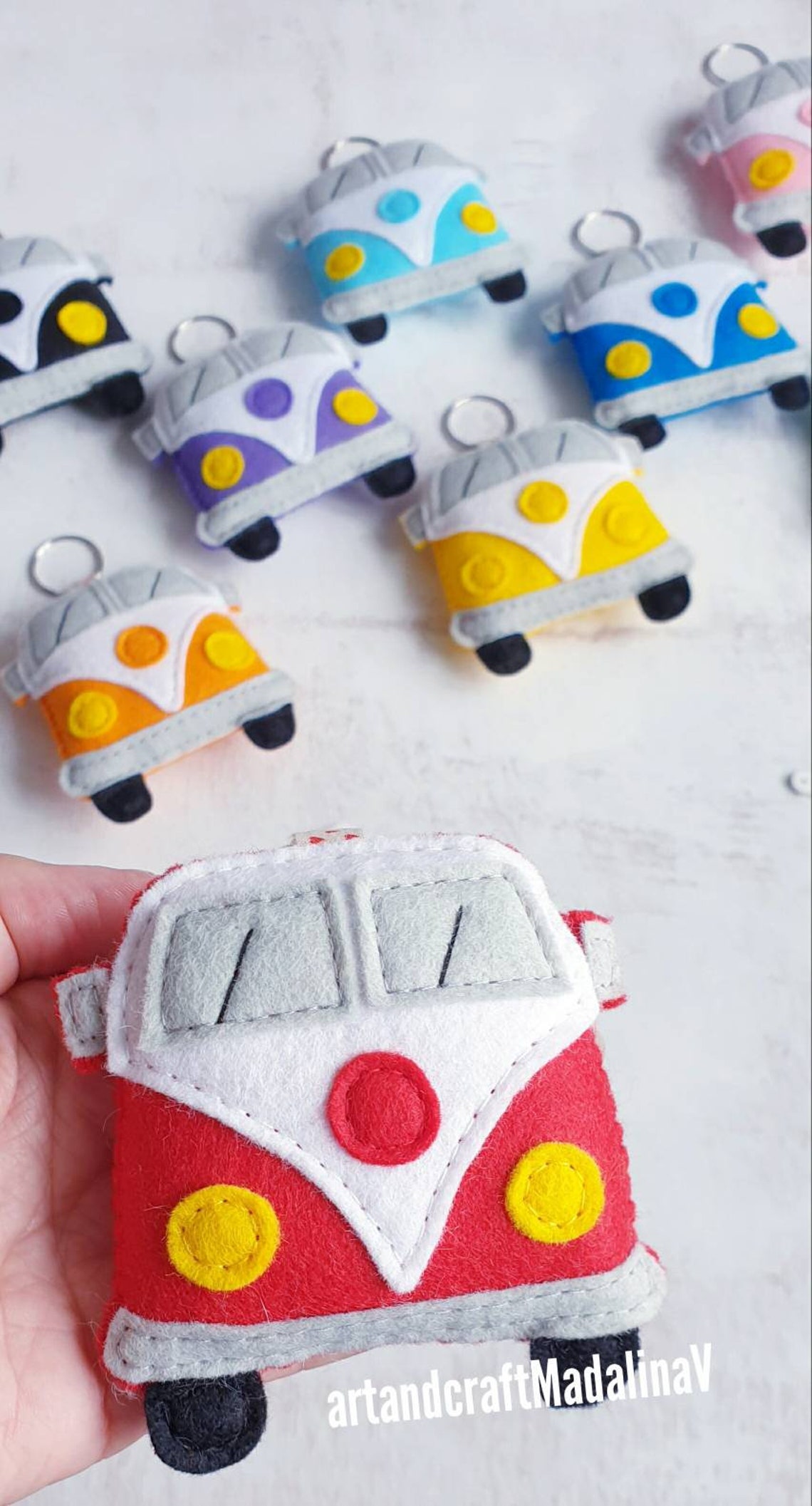 Camper Van Campervan Felt Keyring Retro Campervan Keychain Etsy UK