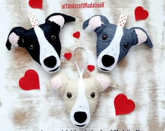 Personalized Whippet Felt Ornament, Handmade Dog Keepsake