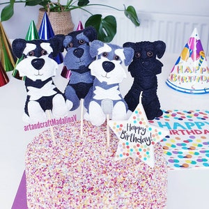 Personalised Schnauzer felt handmade decoration, Miniature Schnauzer cake topper