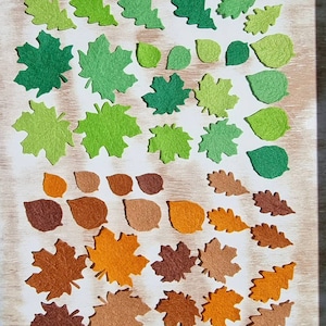 Wool Blend Felt Leaves, Autumn Woodland Craft Applique (48-Piece)