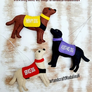 Ornement personnalisé en feutre pour chien labrador retriever, chien d'assistance, cadeau pour chien assistant en thérapie, décoration de chien de Noël, souvenir commémoratif