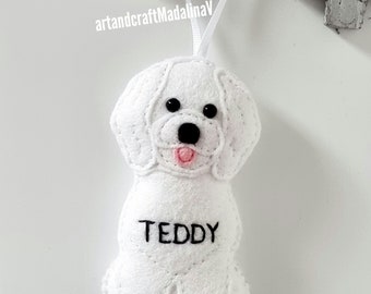 Bichon, Bichon Frise, Personalised Bichon Frise felt decoration, Memorial Dog handmade ornament, Mother's day, Easter dog gift, Christmas