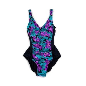 VTG Floral Print Women’s M One Piece Swimsuit Bathing Suit Maxine Of HollyWood