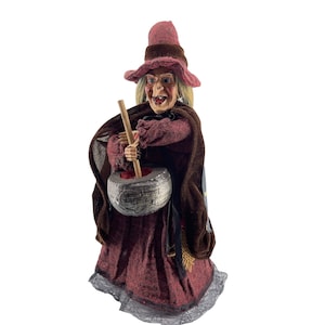 VINTAGE 70's Halloween Kitchen Witch 13" Tall Scary Hand Painted Detailed Figure