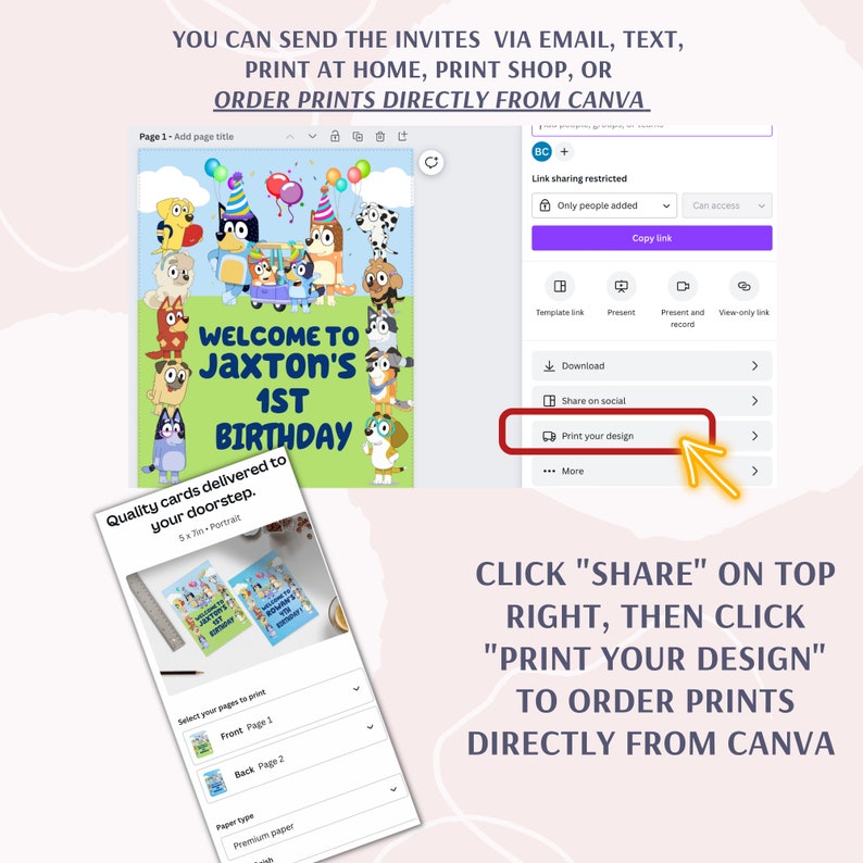 CANVA Invite Template Bluey Birthday Invitation bluey Kids Etsy Australia