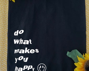 Doe wat je gelukkig maakt draagtas | Smiley gezicht draagtas
