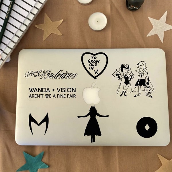 Inspiriert von WandaVision Sticker | Scharlachrote Hexe Laptop Aufkleber | Scharlachrote Hexe Decals | Wanda Vision Laptop Aufkleber
