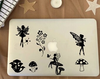 Inspired by Fairy and Mushroom Decal Stickers | Mushroom Laptop Stickers | Fairy Car Decals | Mushroom Laptop Decals