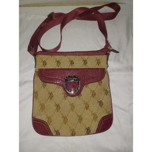 US Polo Assn Burgundy Brown Logo Crossbody Purse Tote Bag Handbag