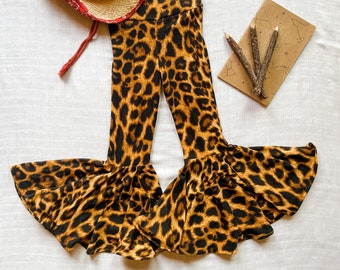 Toddler Leopard Bell Bottoms: Western Flare Leggings