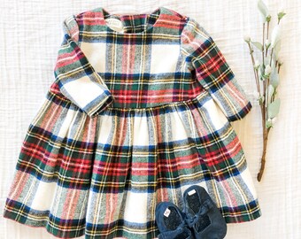 green tartan dress baby