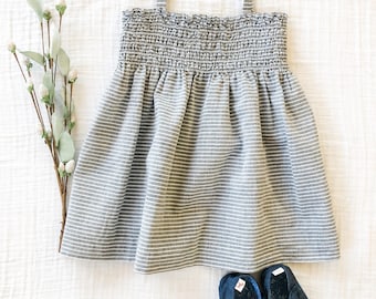 Kinsley Summer Dress // Gray White Stripes Dress // Baby&Toddler Dress