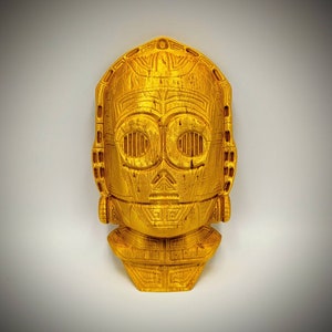 Space Opera Goldenrod Protocol Robot Polynesian-Style Carved-Statue-Look Wall Decor