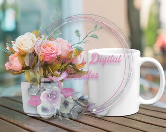 Peach Flowers Cup Coffee Mug Mockup