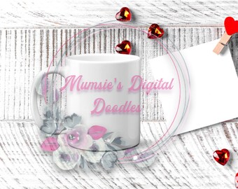 Hearts with Sticky Note Cup Coffee Mug Mockup