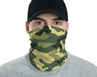 Neck Gaiter Camouflage Face Mask Shield Soldier Army Unisex Face Cover For Men and Women Headband Sports Athletic Running Bandana Scarf