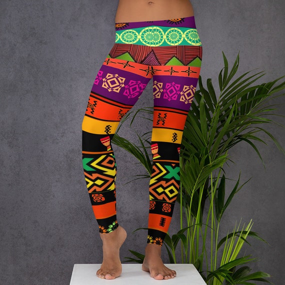 Leggings African Tribal Pattern, Colorful Design, Yoga African