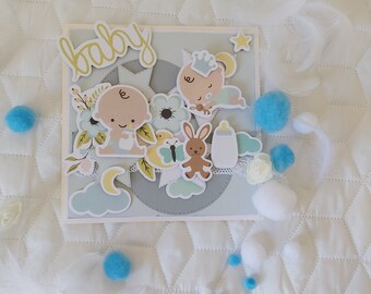 Carte 3d Scrapbooking Naissance Etsy Carte 3d Scrapbooking Naissance Etsy