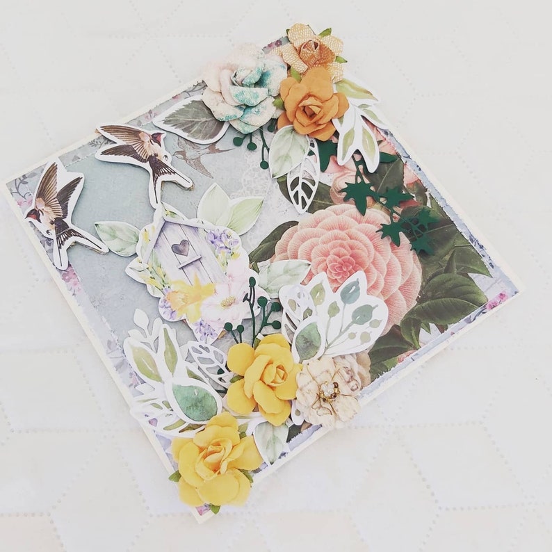 Carte A La Main Doubleshabby Scrapbooking 3d Etsy