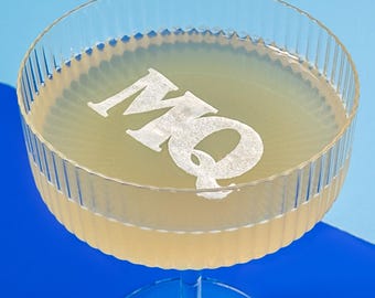 Edible Drink Toppers - Pearlescent White CUT-OUT Monogram Initials