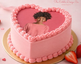 Heart Shaped Edible Cake Topper - Custom Image