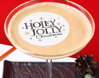Christmas Edible Drink Toppers - Holly Jolly Christmas