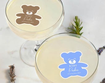 Edible Teddy Bear Drink Toppers - Personalized Baby Shower, Baby Sprinkle or Announcement Decor