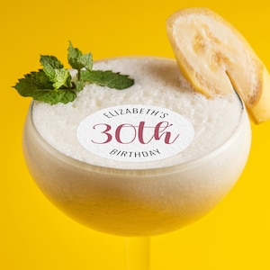 Custom birthday EDIBLE Wafer drink topper, cocktail topper, custom edible drink topper, birthday party drink toppers, drink toppers, bday