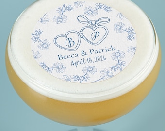 Vintage French Wedding Drink Toppers - Floral Spring Wedding, Toile de Jouy