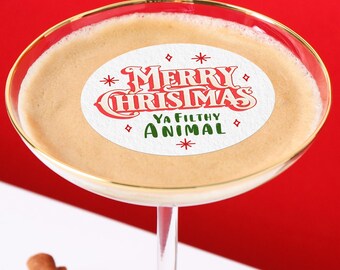 Christmas Edible Drink Toppers - Merry Christmas Ya Filthy Animal
