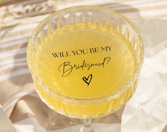 Bridesmaid CLEAR EDIBLE DRINK toppers, bridesmaid proposal edible drink toppers, bridesmaid gifts, maid of honor gift, wedding party gifts