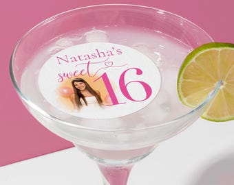 Sweet 16 Drink Topper With Photo - Cocktail Topper for Milestone Birthday