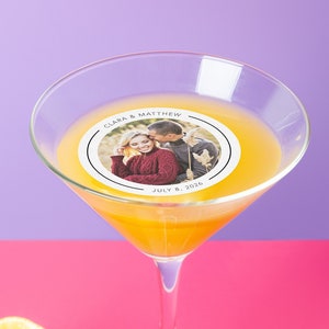 Foto personalizzata commestibile Wafer topper per bevande, topper per cocktail, topper per bevande commestibili personalizzato, toppers per bevande per feste di compleanno, topper per bevande di nozze