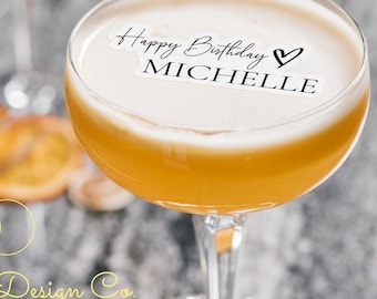 Happy Birthday Cutout Edible Drink Toppers - Toppers for Anniversaries, Weddings, Baby Showers